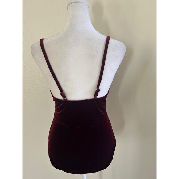Vintage Undress Code Burgudy Velvet Bodysuit Y2k 90s Whimsigoth Witchy Grunge - Picture 2 of 6